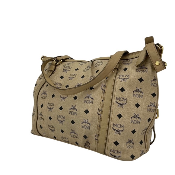 MCM Visetos Medium Essentials Shopper Tote – Beige with Monogram - Picture 4 of 12